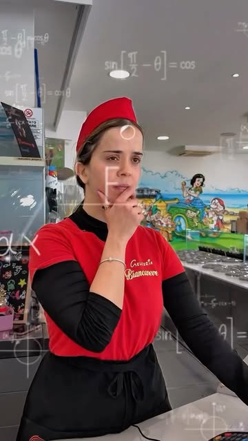 Il murale a tema Biancaneve dentro il punto vendita, con lo staff in divisa rossa